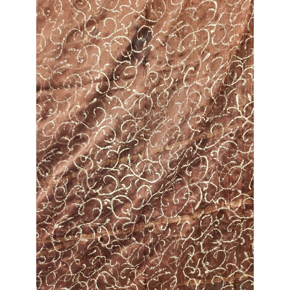 Elegant Brown Sheer Floral Scarf With Fringe Wrap Shawl Oversized 42"x82" - Picture 9 of 13